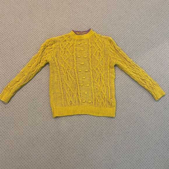 Zara Kids Yellow Crewneck Sweater with Cable Knit Size 11/12 - Picture 2 of 8